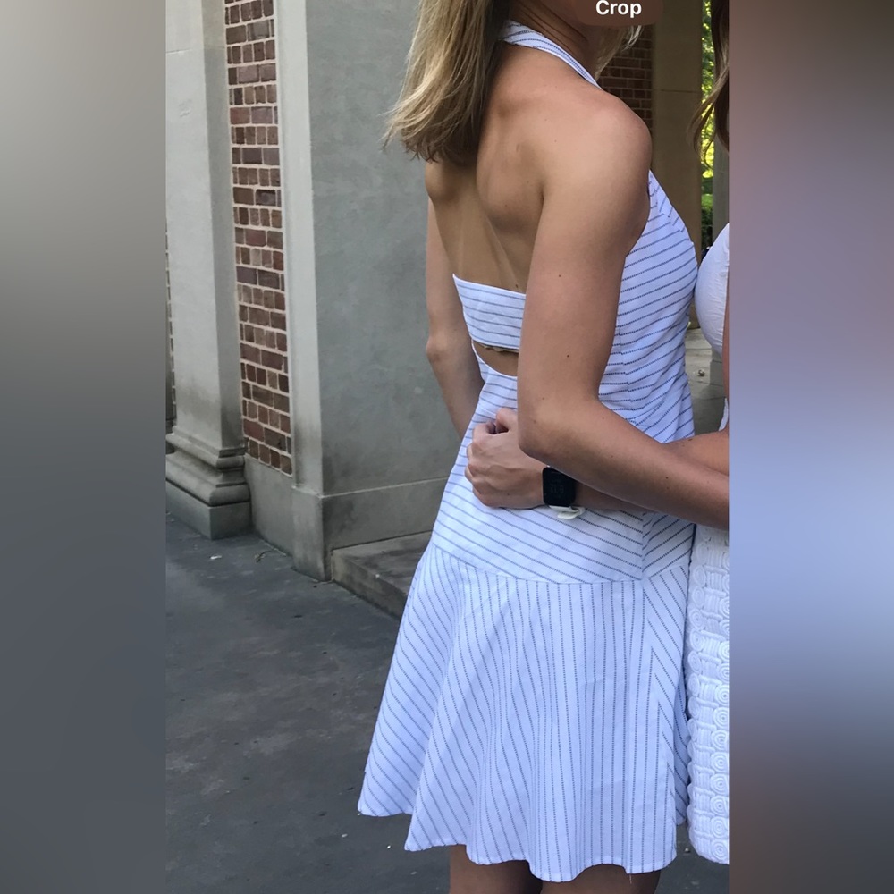 Parker white striped halter dress